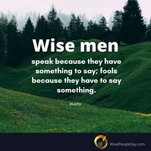 Wise Men Speak Because They Have Something to Say